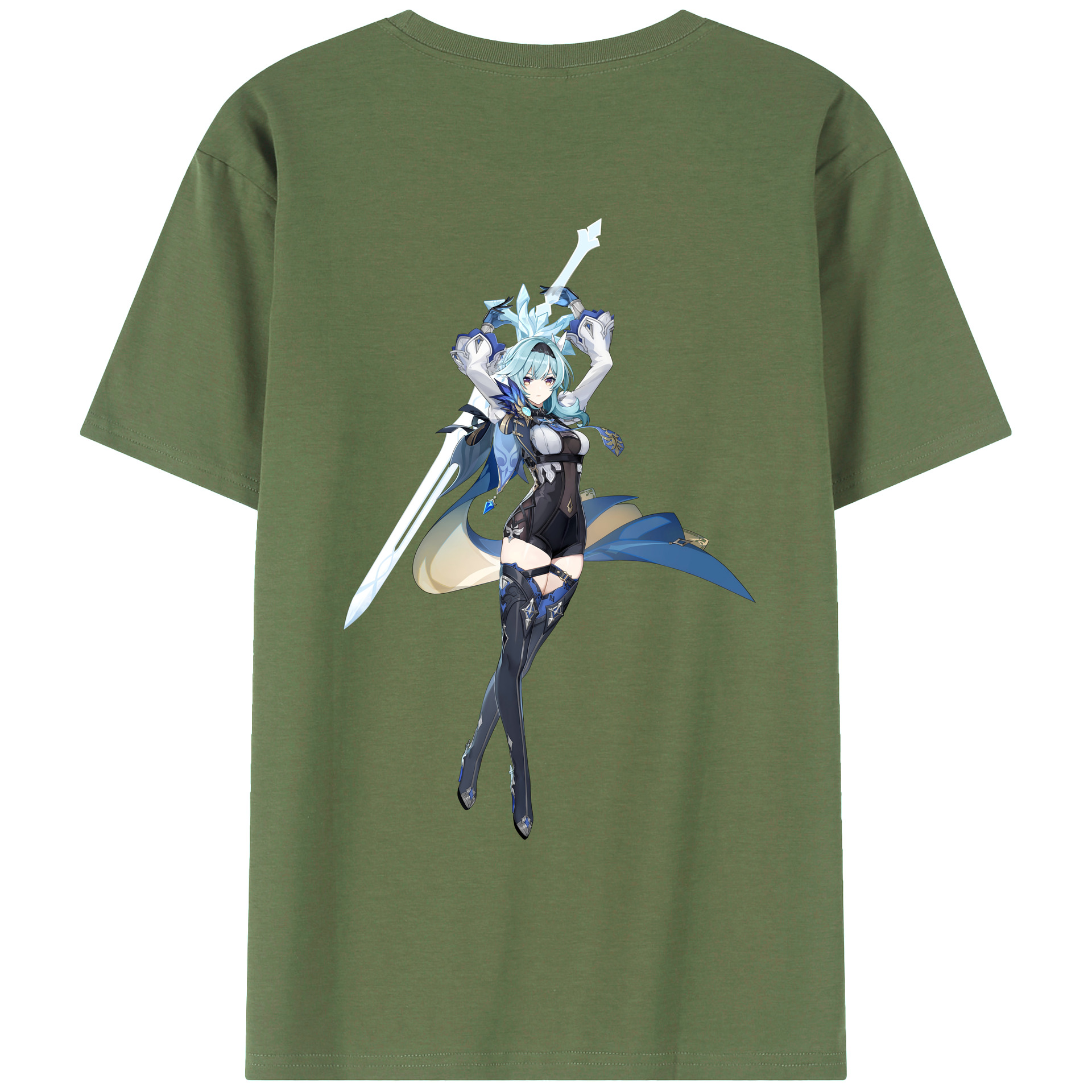 げんし神 优菈 ゆうら genshin Yūra 綿100％ メンズ半袖Tシャツ（バックプリント） 通気性
